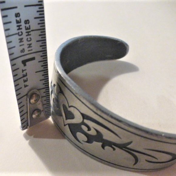 Signed Zik-Zok Pewter BRACELET Celtic Cuff Handmade Bracelet Hand Painted - Picture 5 of 8